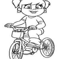 Desenho de Xuxinha na bicicleta para colorir