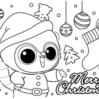 Desenho de Yoohoo com gorro de Papai Noel para colorir