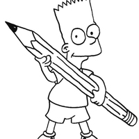 Desenho de Bart Simpson e lápis para colorir