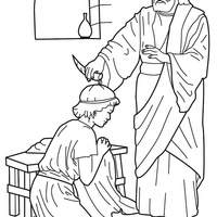 Desenho de Rei Davi recebendo batismo para colorir