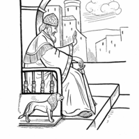 Desenho de Rei Salomão no trono para colorir