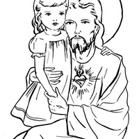 Desenho de Jesus abraçando menina para colorir