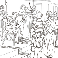 Desenho de Jesus e Pilatos para colorir