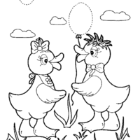 Desenho de Casal de patos para colorir