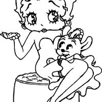 Desenho de Betty Boop sentada no puf para colorir