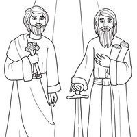 Desenho de Pedro e Paulo para colorir