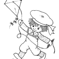 Desenho de Bonequinha soltando pipa para colorir