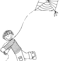 Desenho de Menino levando pipa para colorir