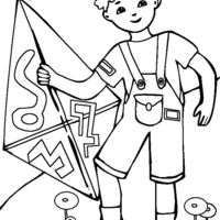 Desenho de Menino segurando pipa para colorir
