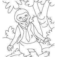 Desenho de Bicho-preguiça com gravata para colorir