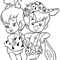Desenho de Pedrita e Bambam juntos para colorir