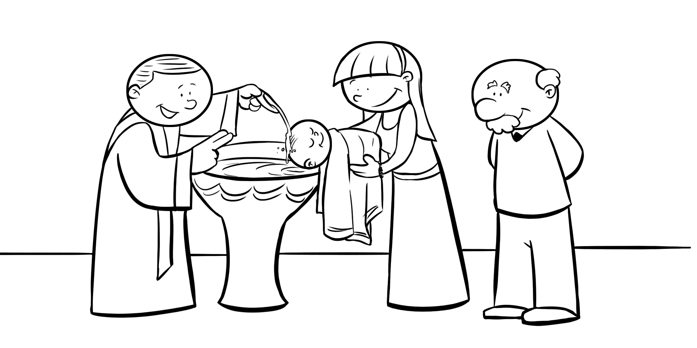 Familia batizando bebe