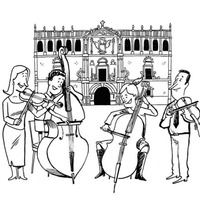 Desenho de Quarteto de músicos para colorir