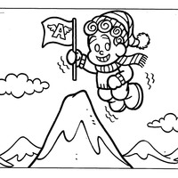 Desenho de Anjinho no topo da montanha para colorir