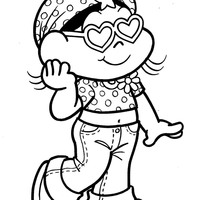 Desenho de Magali com óculos de coração para colorir