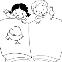 Desenho de Meninos e Dia do Livro Infantil para colorir
