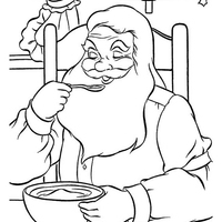 Desenho de Papai Noel tomando sopa para colorir