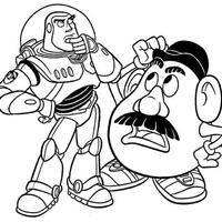 Desenho de Bus LightYear e Sr Cabeça de Batata para colorir