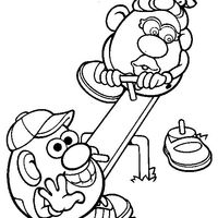 Desenho de Sr e Sra Cabeça de Batata brincando para colorir