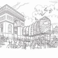 Desenho de Cidade de Paris para colorir