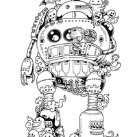 Desenho de Doodle Invasion robô para colorir