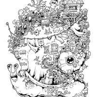 Desenho de Doodle Invasion caracol para colorir