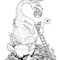 Desenho de Doodle Invasion dragão para colorir