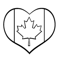 Desenho de Coração de bandeira do Canadá para colorir