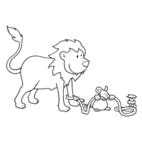 Desenho de Fábula de Esopo O leão e o ratinho para colorir