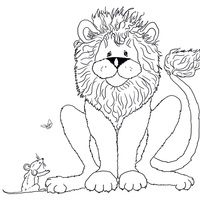 Desenho de Fábula do leão e o ratinho para colorir