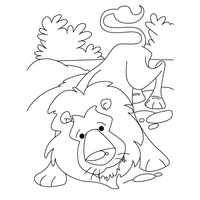 Desenho de Leão e ratinho juntos para colorir