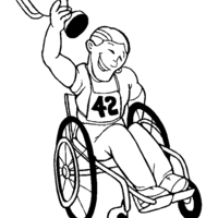 Desenho de Atleta paraolímpico campeão para colorir