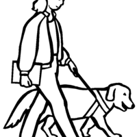 Desenho de Cego e cão guia para colorir