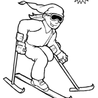 Desenho de Deficiente físico esquiando para colorir