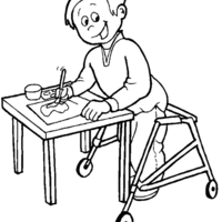 Desenho de Menino com paralisia para colorir