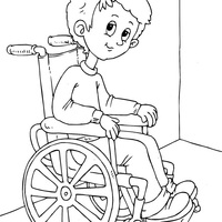 Desenho de Menino na cadeira de rodas para colorir