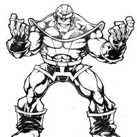 Desenho de Thanos com braços abertos para colorir