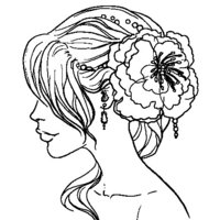 Desenho de Penteado de noiva com flor para colorir