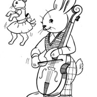 Desenho de Coelho tocando violoncelo para colorir