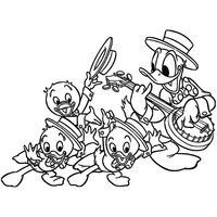 Desenho de Donald tocando banjo para colorir