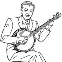 Desenho de Homem tocando banjo para colorir