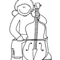 Desenho de Menina e violoncelo para colorir