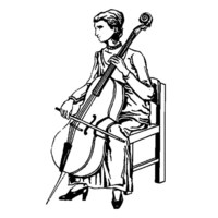 Desenho de Mulher tocando violoncelo para colorir