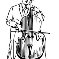 Desenho de Músico e violoncelo para colorir