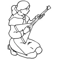 Desenho de Mulher tocando balalaica para colorir