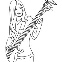 Desenho de Menina tocando baixo para colorir