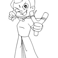 Desenho de Chhota Bheem e estilingue para colorir