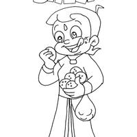 Desenho de Chhota Bheem comendo biscoitos para colorir