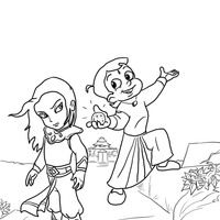 Desenho de Chhota Bheem e Chritna para colorir