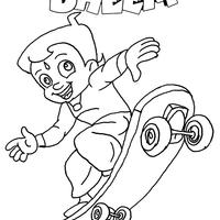 Desenho de Chhota Bheem no skate para colorir